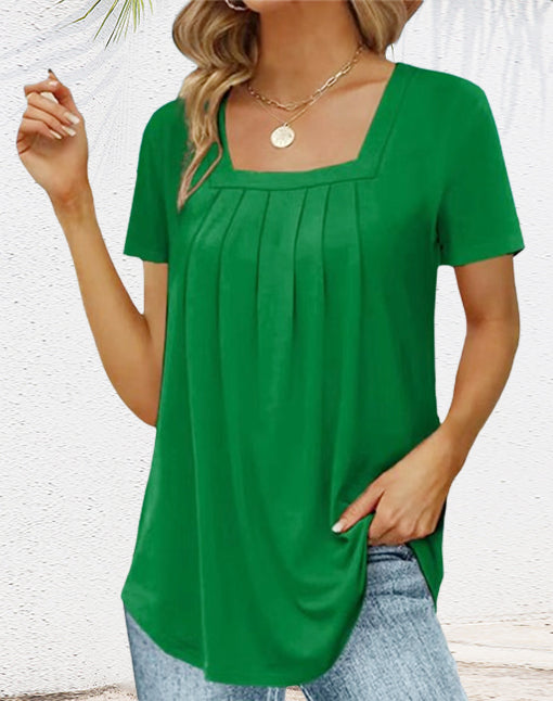💕BIS ZU 50% RABATT🌷 Elegantes, einfarbiges Damen-T-Shirt mit quadratischem Ausschnitt