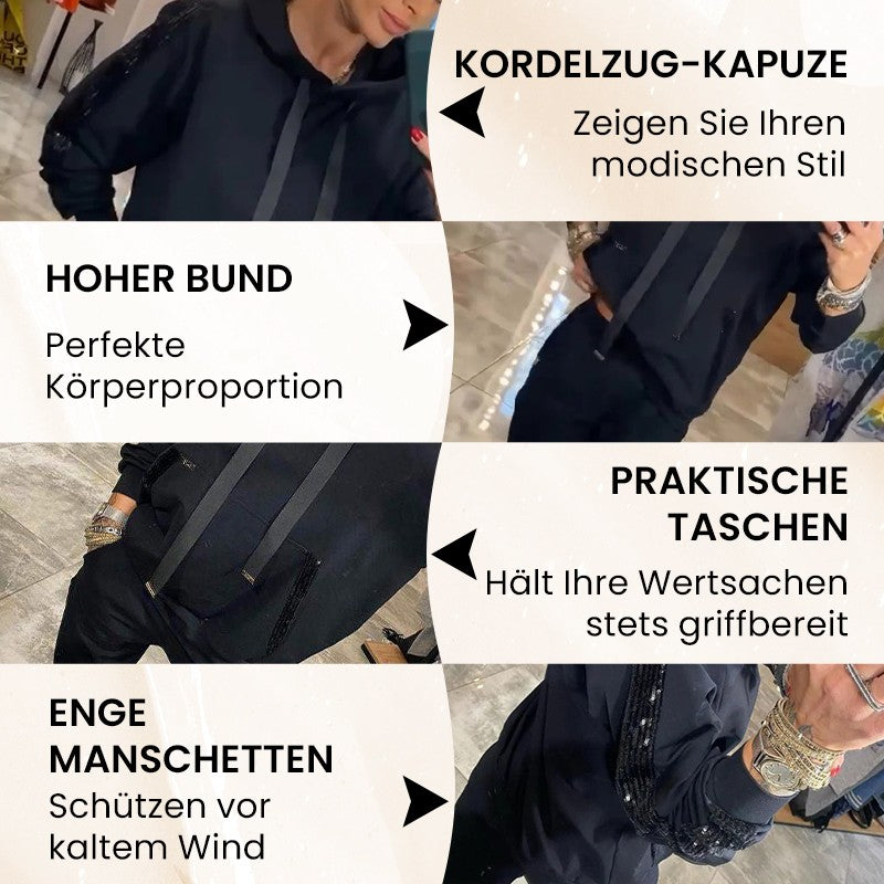 ✨Herbst-Neuankünfte Begrenzte Zeit 50% Rabatt✨Damen Kapuzenoberteile mit Kordelzug ＆ Hosen 2-Teiliges Set