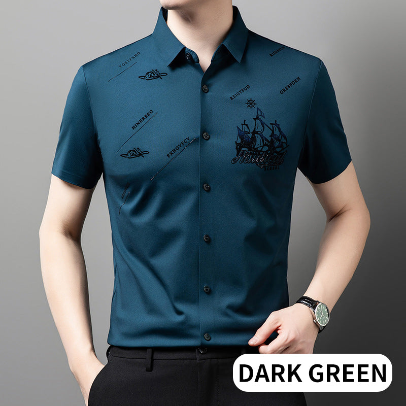 Business Hemd für Herren mit kurzen Ärmeln und Knopfleiste