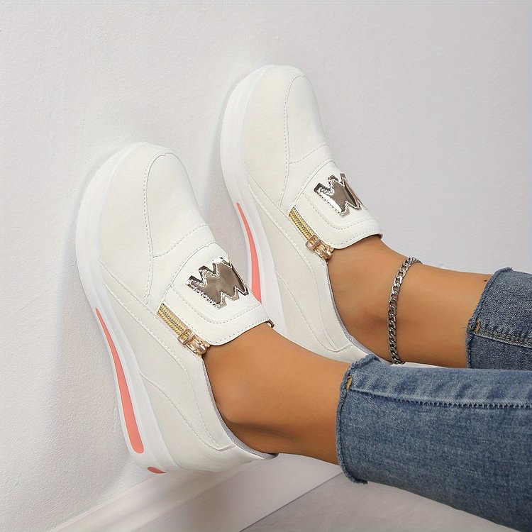 🌞Frühlingserwachen: 50% Rabatt!✨Orthopädische Damensneaker mit Plateau-Sohle – 3-Fußgewölbe-Unterstützung, Atmungsaktiv & Rutschfest, Stylisch mit Gold-Details für Ganztägigen Komfort