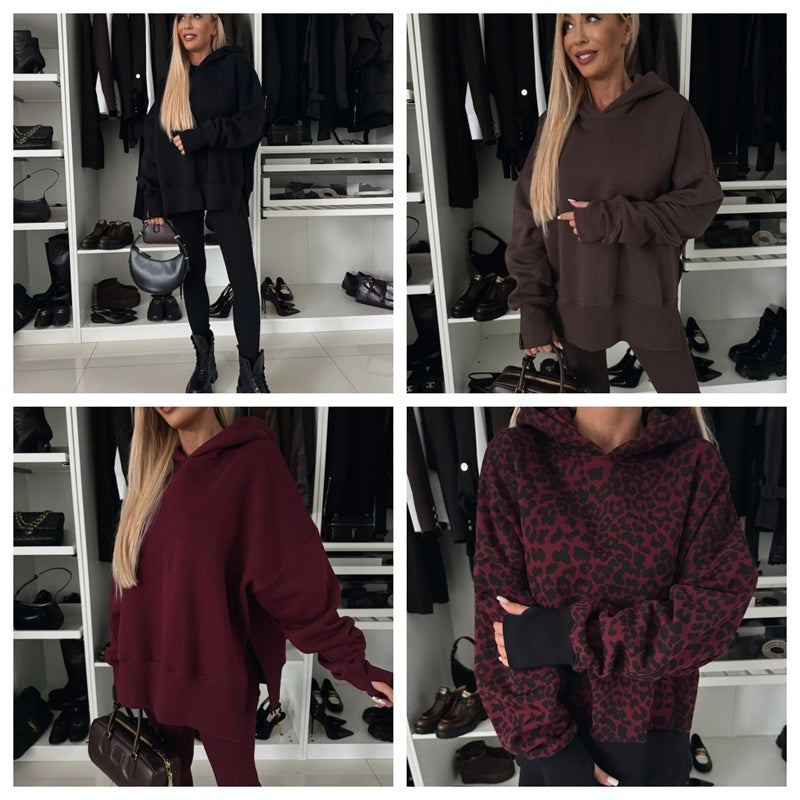 🎅Weihnachtsvorverkauf🎁 Oversize-Hoodie und Leggings-Set für Damen