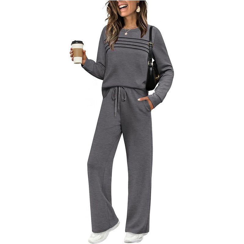 🍂✨Set für Damen mit Rundhals-Top und Kordelzughose⏰Zeitlich begrenzter Verkauf – 50 % RABATT🔥