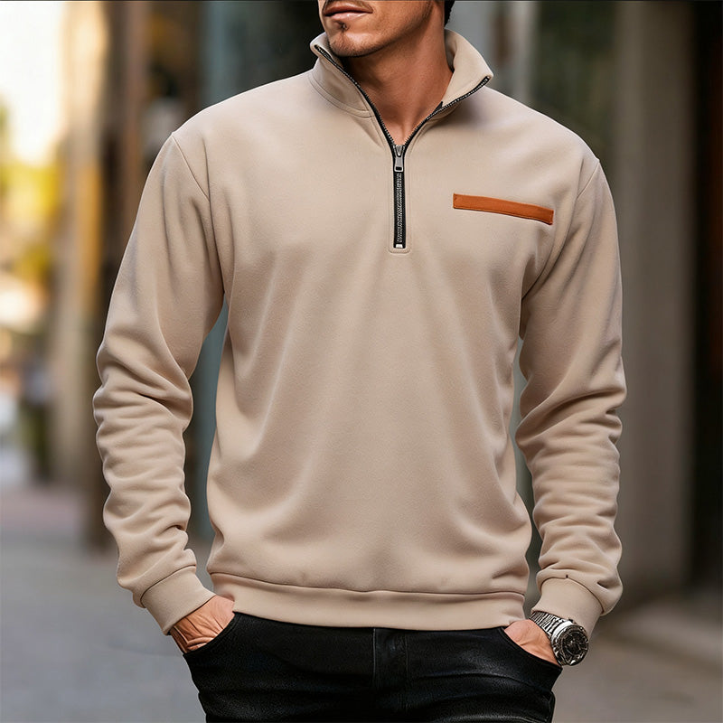 🔥Zeitlich begrenztes Angebot-Elegante Langarm-Oberteile mit halbem Reißverschluss für Herren🚀Versandkostenfrei